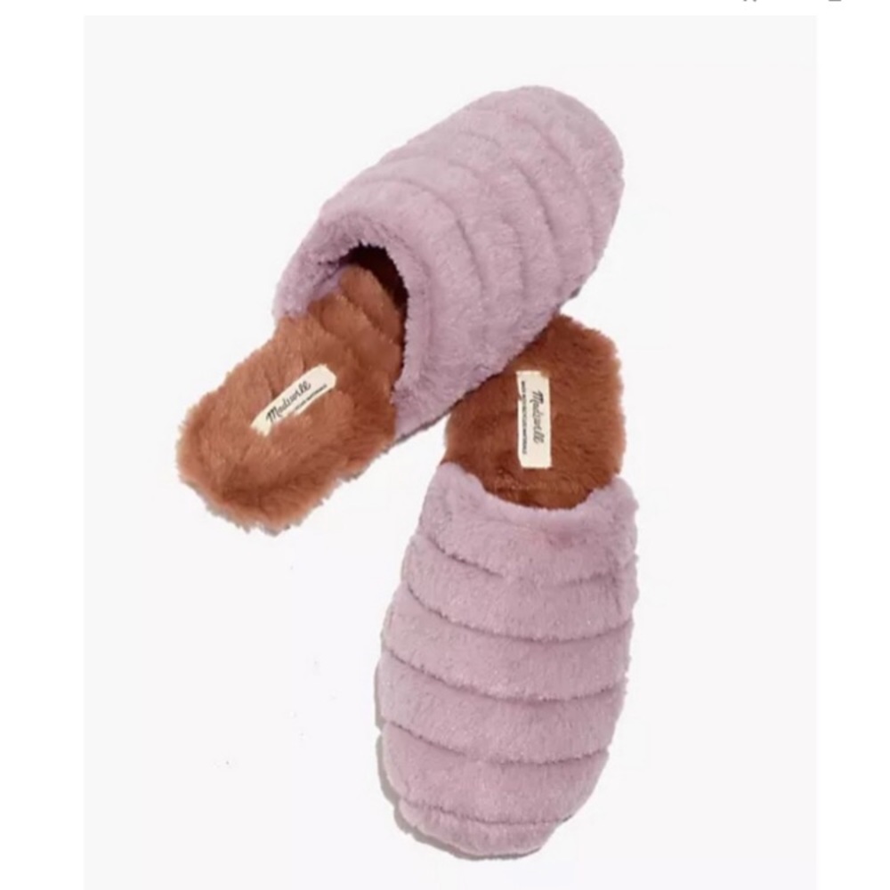 Madewell Purple Colorblock Quilted Scuff Faux Fur Slippers Women's Size 7